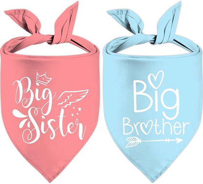 Big Sister Big Brother Dog Bandanas, Adjustable Double Sided Pet Bandana by XGXHZYLC