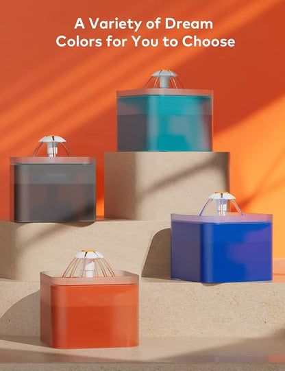 Cat Water Fountain Orange Cute: Waterfall Cat Fountain - 67oz/2L Quiet Water - Image 2