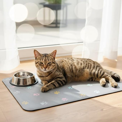 Cat Food Mat Absorbent Dog Mat for Food and Water Non Slip Quick Dry Dog Bowl - Image 3