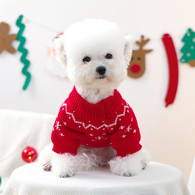 Christmas Dog Outfit Red Puppy Sweater - Image 8