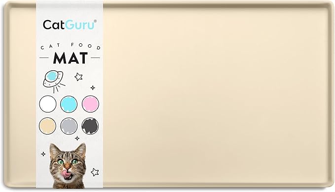 CatGuru Cat Food Mat, Small & Large Pet Feedingd Mat, 100% Waterproof Cat Mats by CatGuru