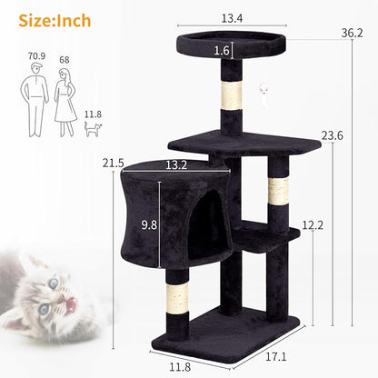 BestPet | 36" Cat Tree Tower | Dark Gray | Sturdy Multi-Level Cat Tree - Image 8