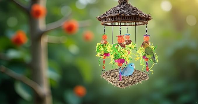 ERKOON Conure Toys, Bird Cockatiel Toys Foraging Swing Mat Parrot Climbing - Image 8