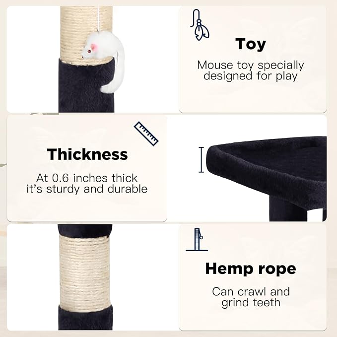 BestPet | 37" Cat Tree Tower | Dark Gray | Sturdy Multi-Level Cat Tree - Image 5