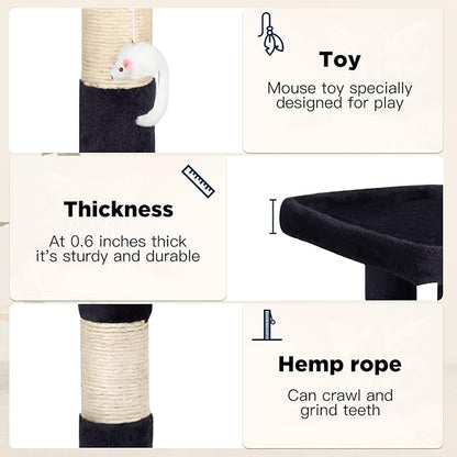 BestPet | 37" Cat Tree Tower | Dark Gray | Sturdy Multi-Level Cat Tree - Image 5