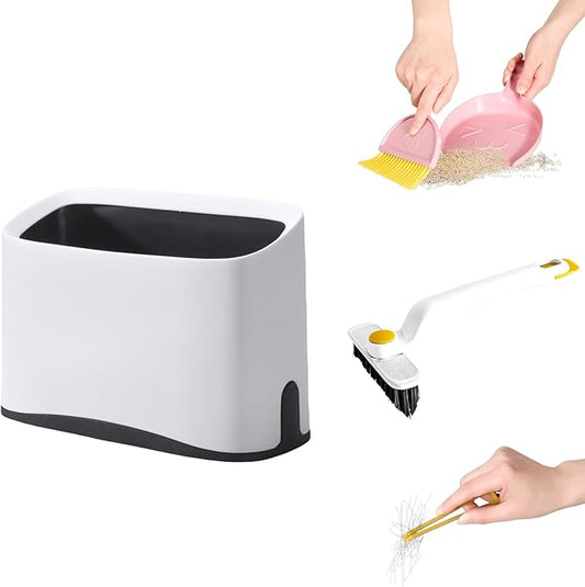 Litter Scoop Holder with Clean Kit, 2-in-1 Mini Broom & Dustpan by PETOCAT