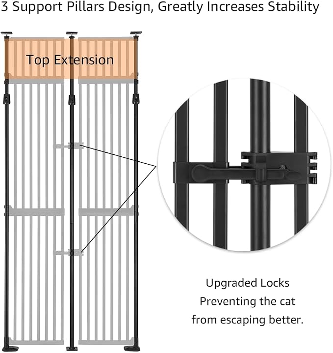 unipaws 86" High Extra Tall Cat Gate, Auto Closing and No Drilling Safety Gate - Image 5