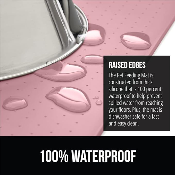 GORILLA GRIP 100% Waterproof Raised Edge BPA Free Silicone Pet Feeding Mat - Image 3