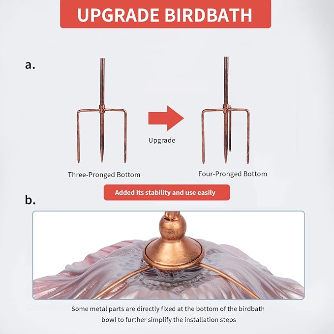 MUMTOP 31 Inch Height Glass Birdbath Birdfeeder - Image 5