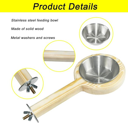 ASOCEA 2 Pack Bird Perch Feeding Cup, Bowls - Image 3