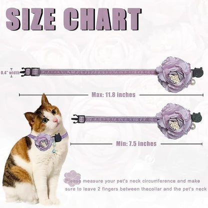 Fupo Purple Cat Collar with Flower Bowtie - Image 3