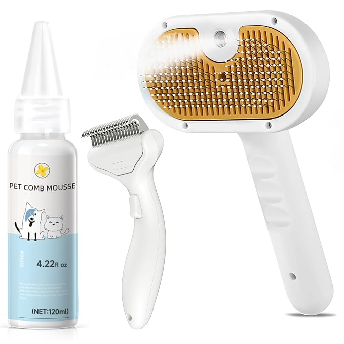 Pet Steam Brush for Dog & Cat – shower bath brush – Steam for Shedding & by VVWVVW