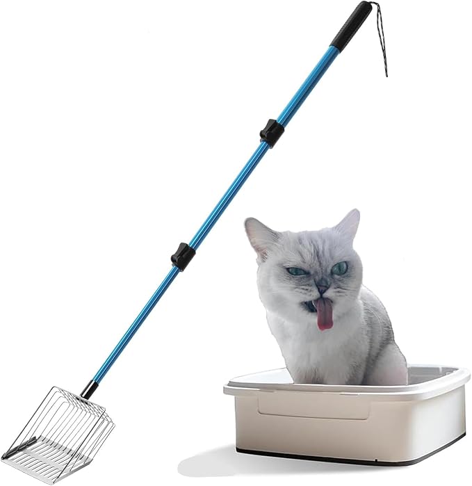 Cat Litter Scoop Long Handle: 22"-40.5" Extendable Metal Cat Poop Scooper by Polarduck