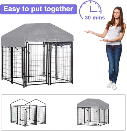 Welded Wire Dog Kennel Heavy Duty Playpen Included a Roof & Water-Resistant - Image 6