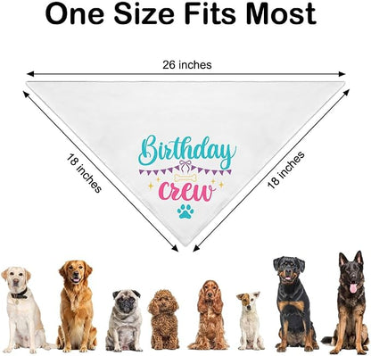 Birthday Crew White Dog Bandana, Cute Pet Scarf - Image 2