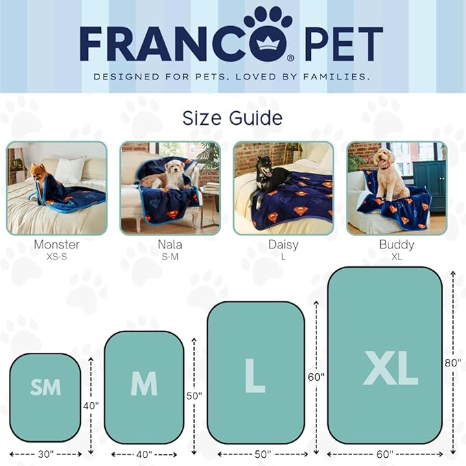 Franco Pet Superman DC Comics Super Soft Cozy Waterproof Sherpa-Backed Blanket - Image 3