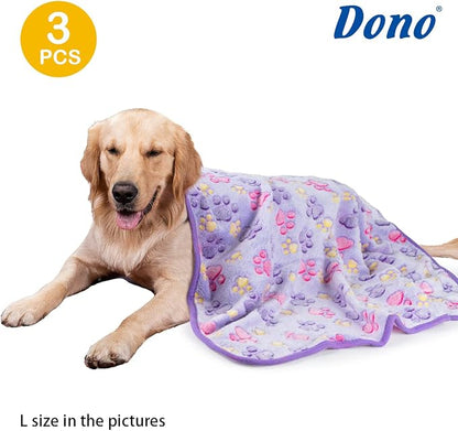 Dono 1 Pack 3 Dog Blankets, Soft Fluffy Fleece Pet Blanket Warm Sleep Mat Paw - Image 2