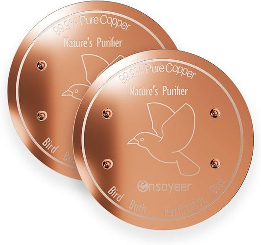 2-Pack Upgraded Bird Bath Copper Disks, 0.8mm Reinforced 99.99% Pure Copper by ENSAYEER