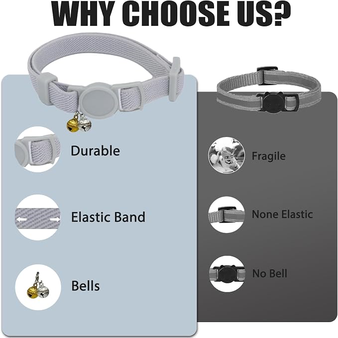 Breakaway Cat Collar with Bell, Safety Buckle Kitten Collar, Elastic Strech - Image 6