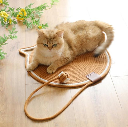 Cat Scratcher Mat, Natural Cotton Rope Cat Scratch Pad, 15.7'' Round Horizontal - Image 7