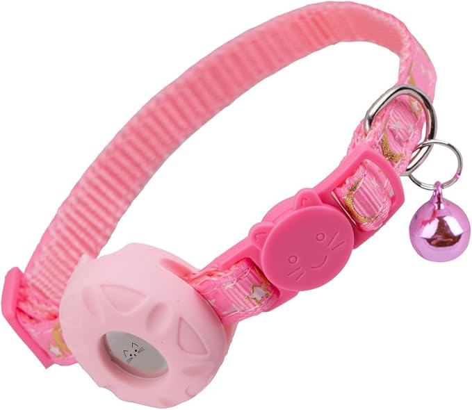 Breakaway Cat Collar with Airtag Holder, Safety Kitten Collar with Apple Airtag by Bencacawinstyle