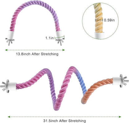 3 Pcs Bird Rope Perches Gradient Color, Bendable Parrot Bird Perch Rope Stand - Image 4