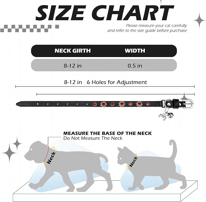 EXPAWLORER Cat Collar for Girl Boy- Adjustable Leather Pet Collar - Image 2