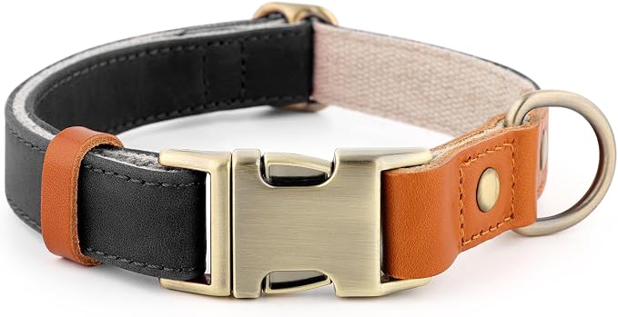 Plutus Pet Genuine Leather & Hemp Dog Collar – Adjustable Heavy Duty Pet Collar by PLUTUSPET