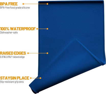 Hubulk Dog Feeding Mat, 100% Waterproof Food Grade Silicone Pet Food and Water - Image 2