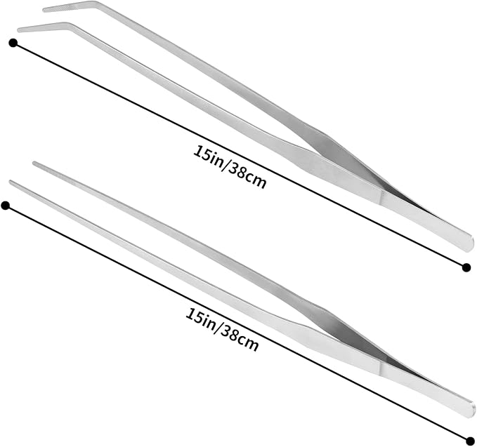 Vaincre 2PCS Long Tweezers, 15 inch Curved Aquascaping Tools, Stainless Steel - Image 2