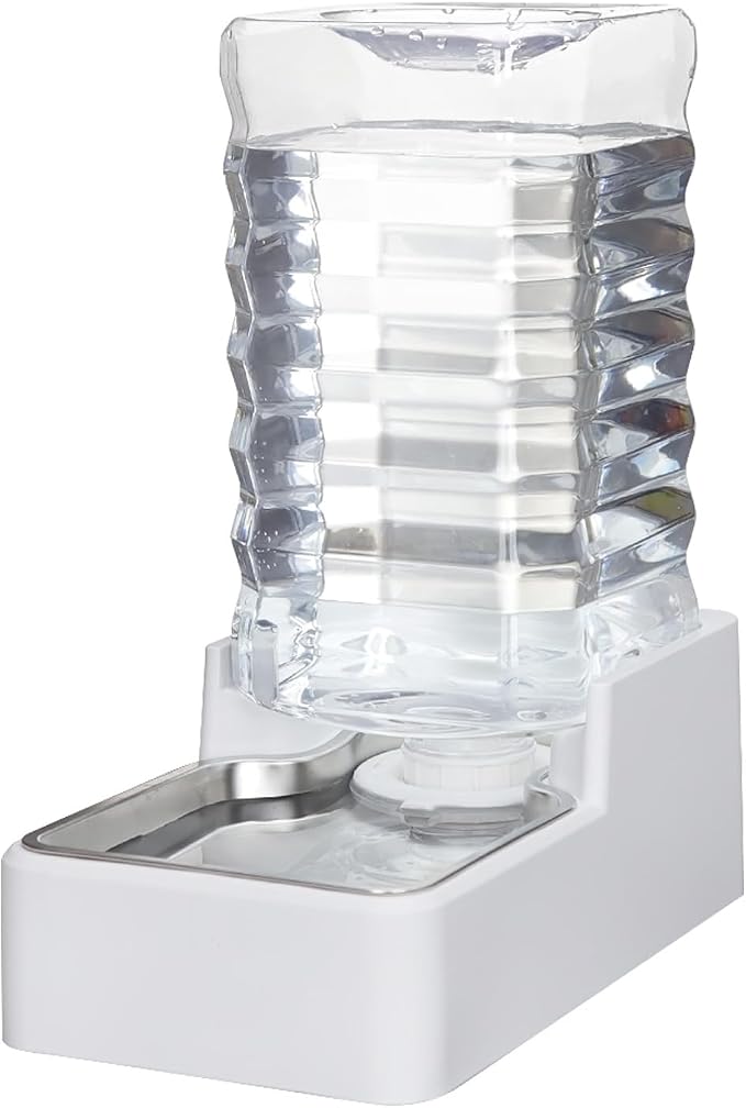 Automatic Dog Water Dispenser: White 9L Stainless Steel Gravity Feeder by MASOCAT