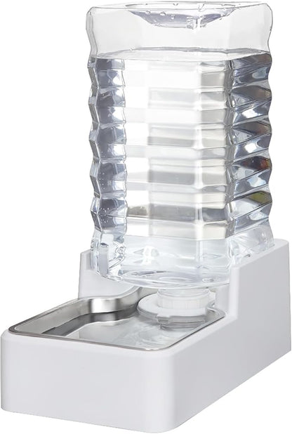 Automatic Dog Water Dispenser: White 9L Stainless Steel Gravity Feeder by MASOCAT