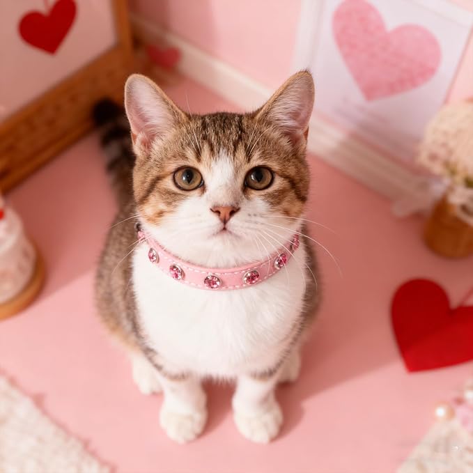 EXPAWLORER Leather Cat Collar for Girl Boy- Adjustable Pet Collar - Image 8
