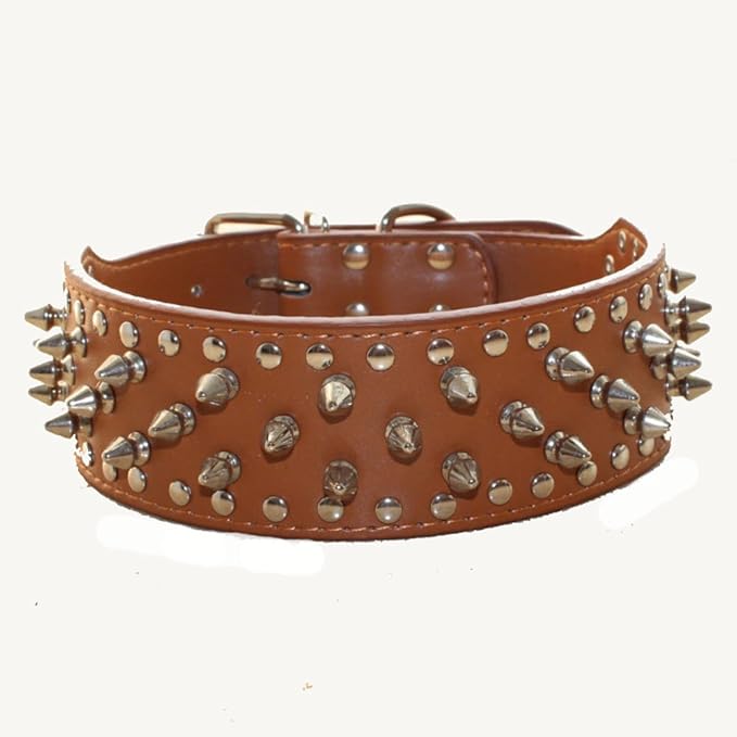Serijoars Spiked Studded Dog Collar, PU Leather Dog Collar, Adjustable Pet by Serijoars