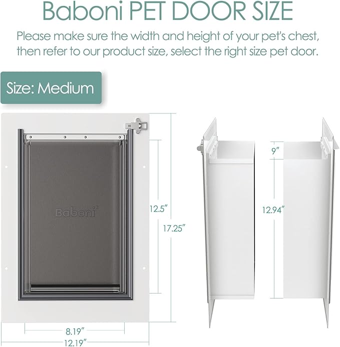 Baboni Pet Door for Wall, Steel Frame and Telescoping Tunnel, Aluminum Lock - Image 3