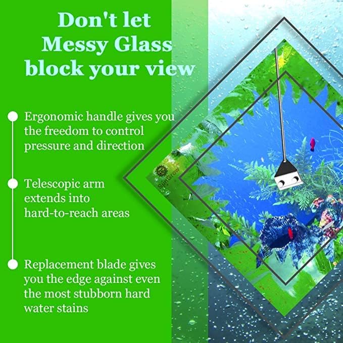 SunGrow Aquarium Glass Cleaner, Long Handheld Tool Cuts Cleaning Time to Half - Image 4