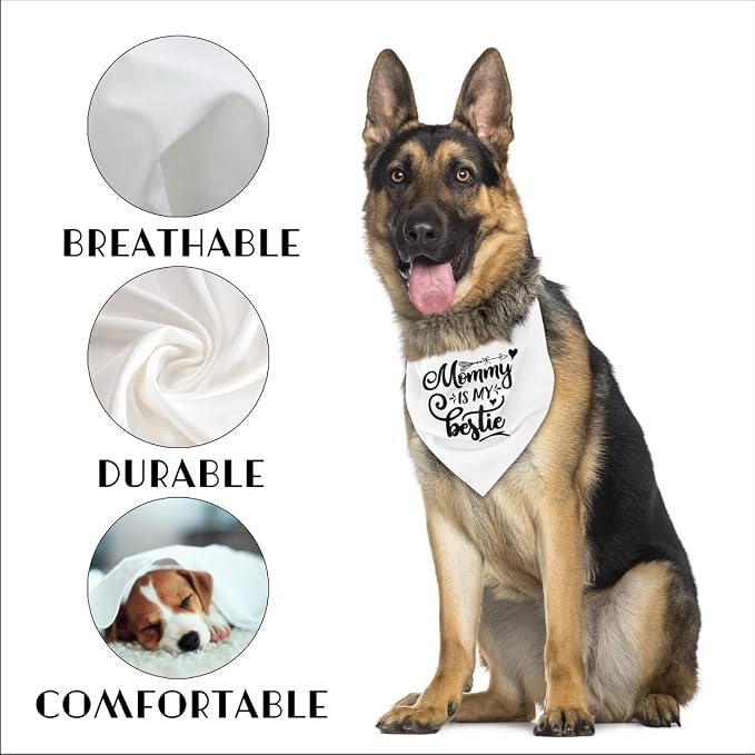 Dog Bandana, Mommy is My Bestie, Dogs Scarf Classical Printing, Dogs Scarf - Image 3