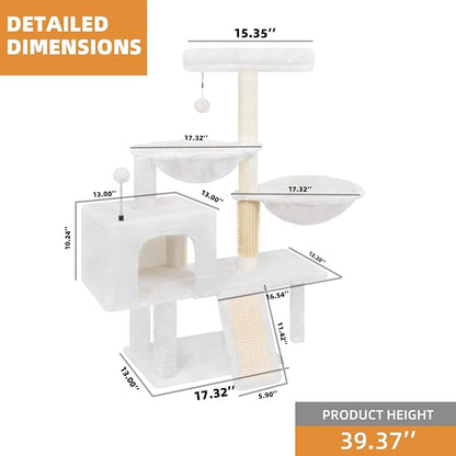ROYPET Cat Tree with Cat Condo and Two Hammocks, Cat Tower with Scratching - Image 3