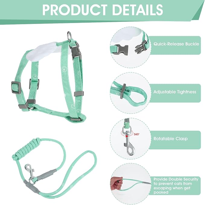 TIESOME Cat Harness and Leash Set, Adjustable Gradient Kitten Harness Escape - Image 4