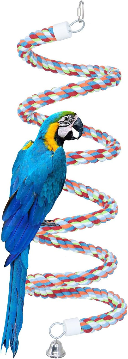 Rope Bungee Perch Bird, 118inch Kintor Pure Natural Colorful Bead Cage Chewing by KINTOR