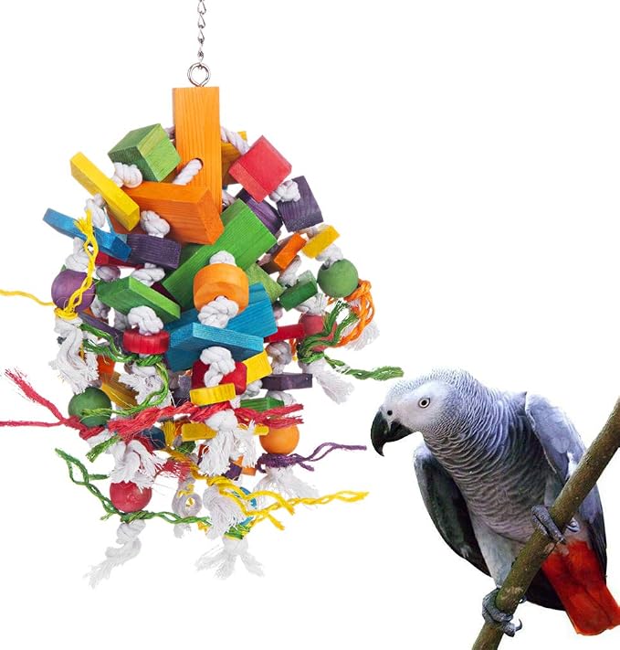 Bird Chewing Toy Large Medium Parrot Cage Bite Toys African Grey Macaws by KINTOR