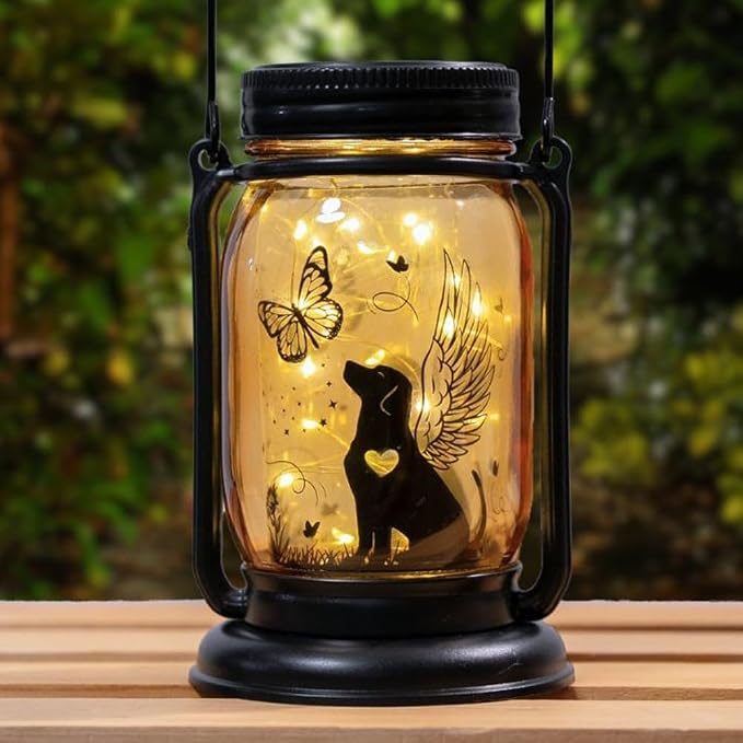 iHeartDogs Angel Dog or Cat Memorial Mason Jar Solar Light by iHeartDogs