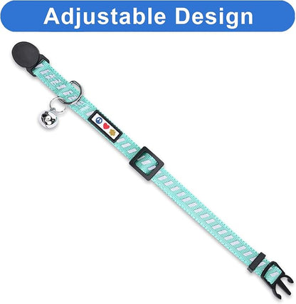 Pawtitas Personalized Teal Reflective Cat Collar – Adjustable Custom Collar - Image 4