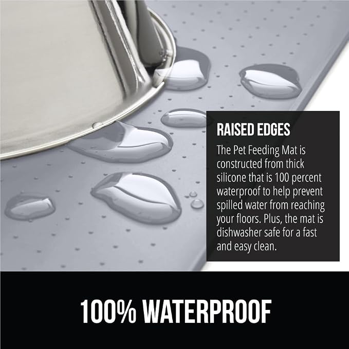 GORILLA GRIP 100% Waterproof Raised Edge BPA Free Silicone Pet Feeding Mat - Image 3