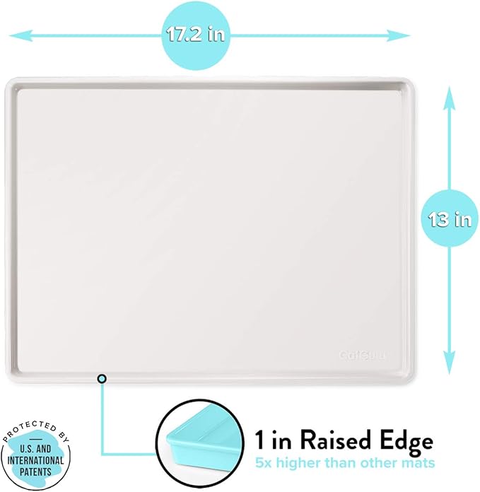 CatGuru Cat Food Mat, Small & Large Pet Feeding Mat, Waterproof Cat Tray - Image 2