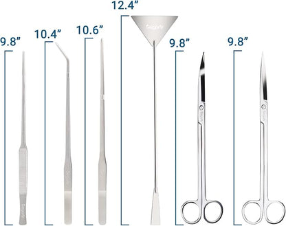 Segarty Aquarium Aquascaping Tools, 6 in 1 Stainless Steel Silver Aquascaping - Image 2