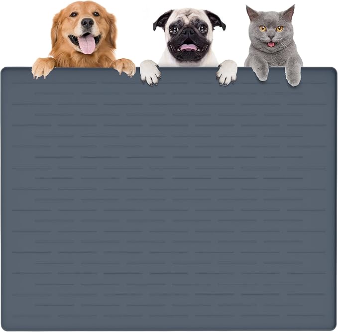Largest Dog Food Mat, 39.5"x29.5" Silicone Dog and Cat Mat by Goldleaf