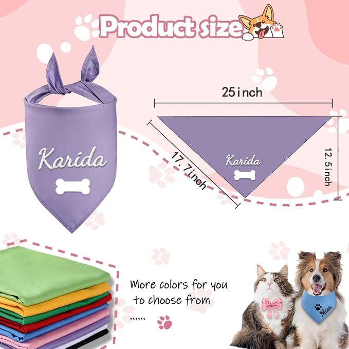 Personalized Dog Bandana, Custom Pet Scarf - Image 5