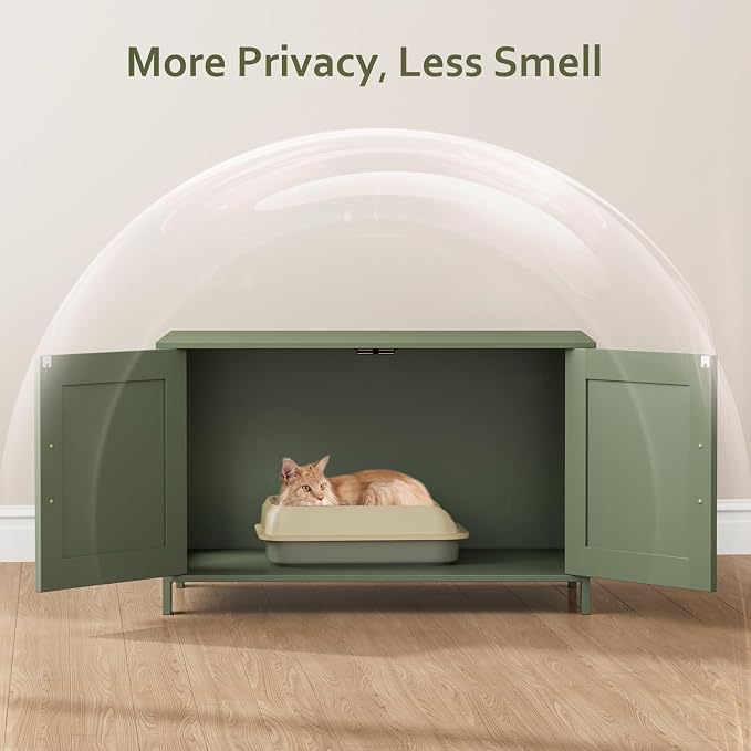 Homhedy Cat Litter Box Enclosure, Litter Box Furniture Hidden - Image 3