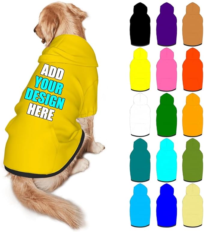 Custom Dog Hoodie Personalized Photo Text Logo Name Dog Clothes, Soft & Warm by Mynvzrk